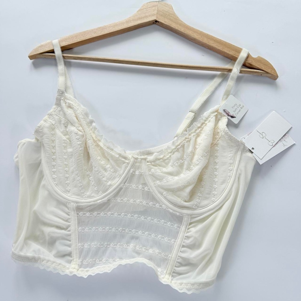 Jessica Simpson Women's 38C Ivory Flirty Soft Cup Corset Bra NWT